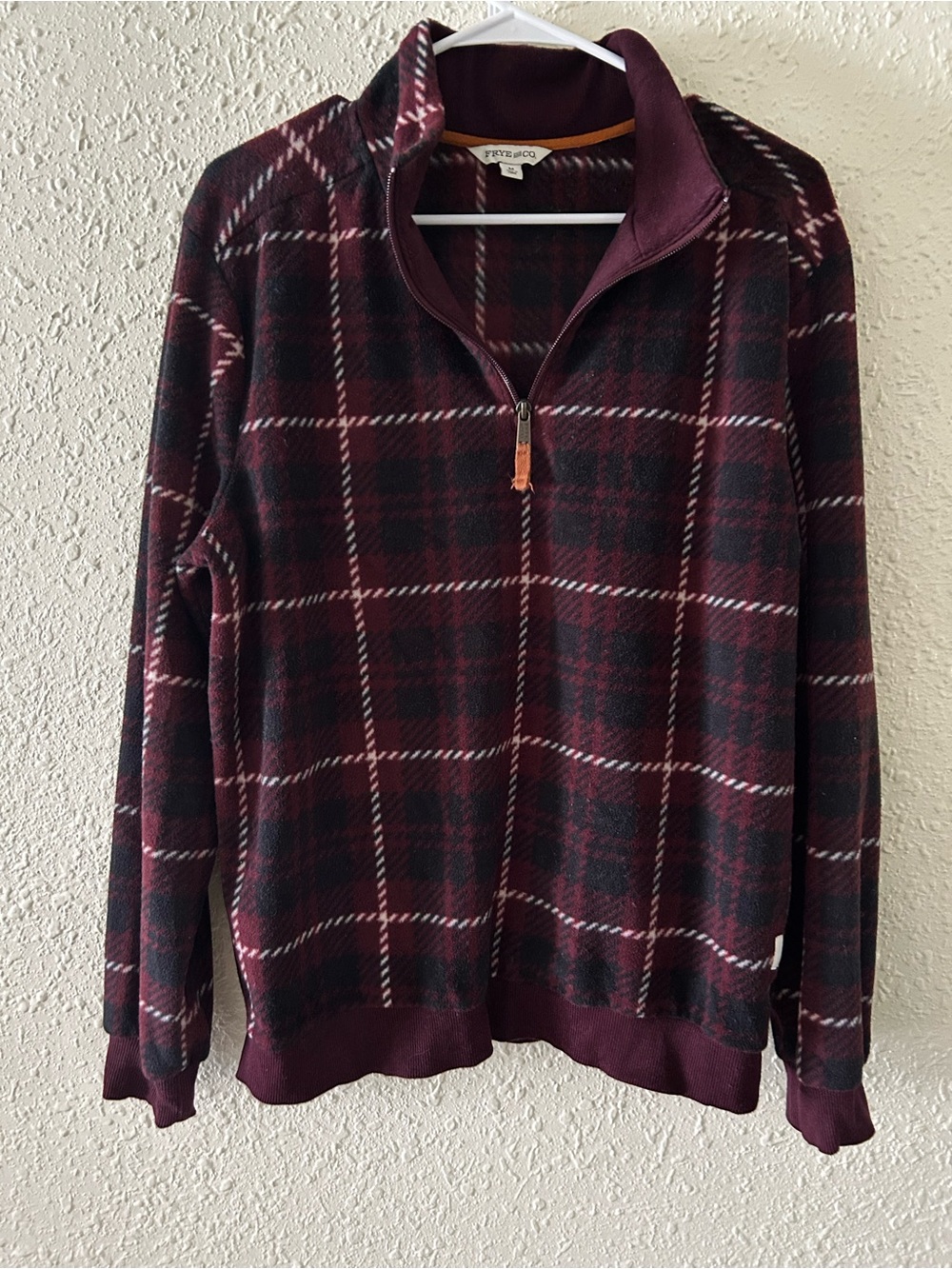 Frye & Co Plaid Quarter-Zip Pullover - Burgundy & Black